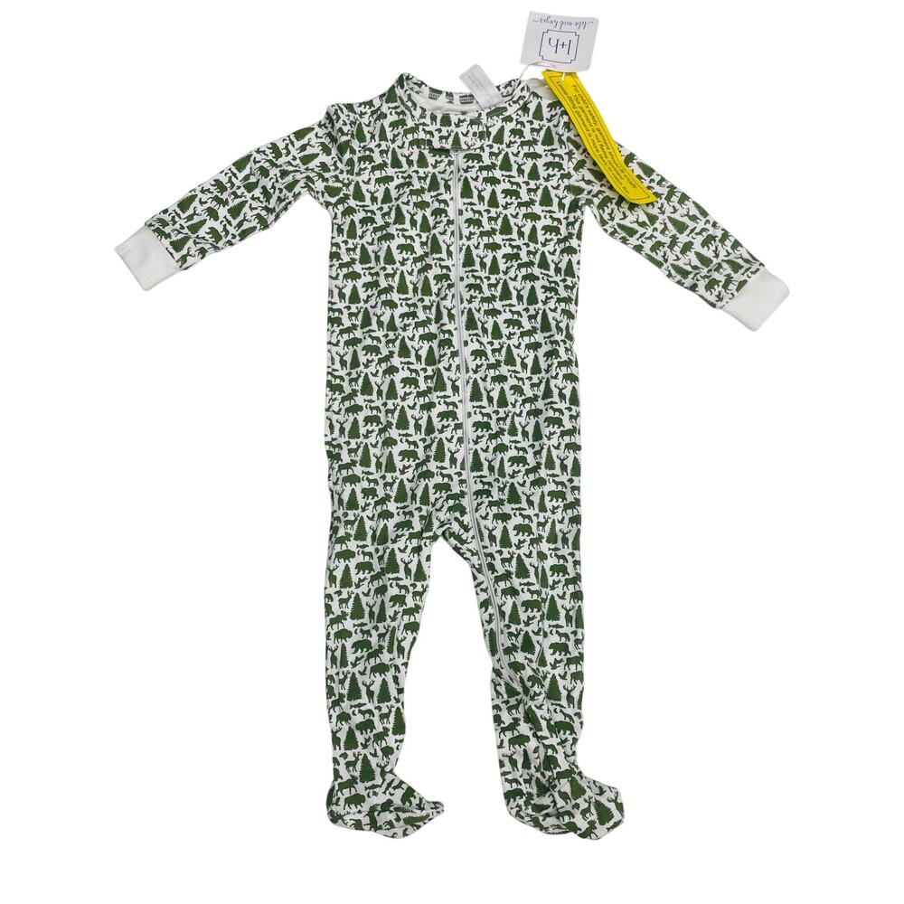 NWT Lila & Hayes 0-3M Parker Zipper Pajama in the Great Outdoors